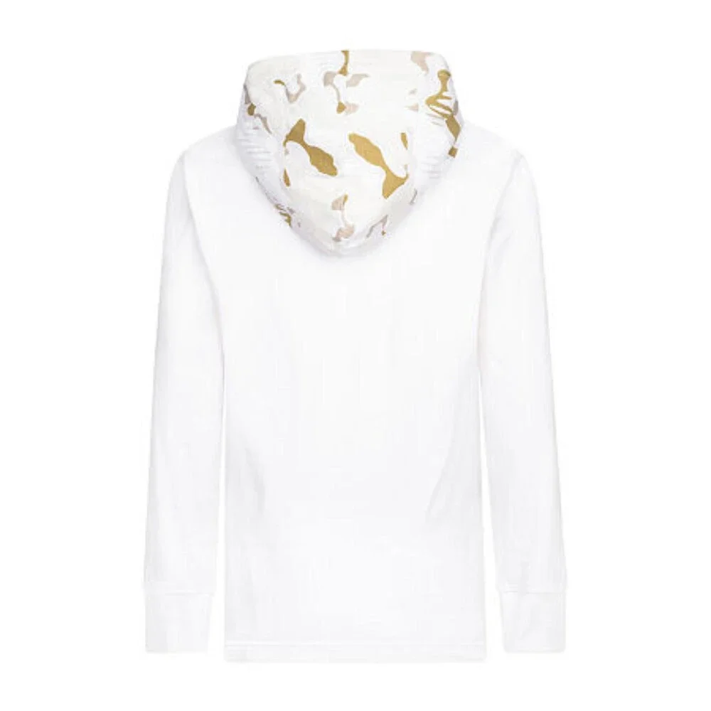 Converse Hoodie Boys White Jersey Long Sleeve Kangaroo Pocket Pullover GBO1377